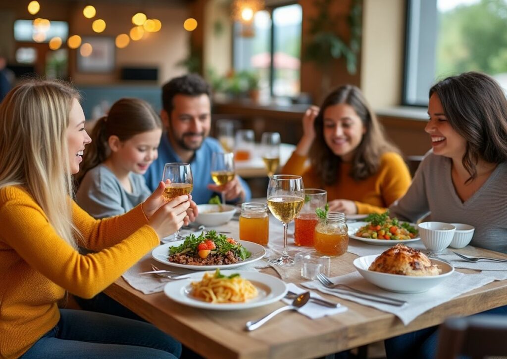 photo d'un repas de famille au restaurant